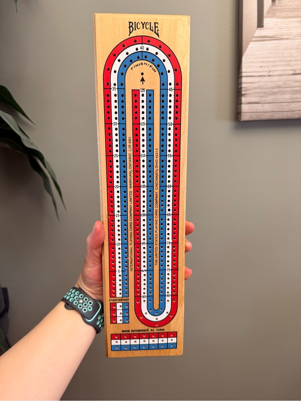 Vintage Wood Cribbage Board Crib Board Game Wooden 3 Lane Family Games